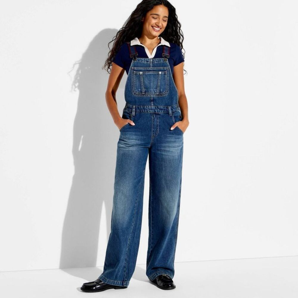 Women's Baggy Overalls - Wild Fable Dark Wash M